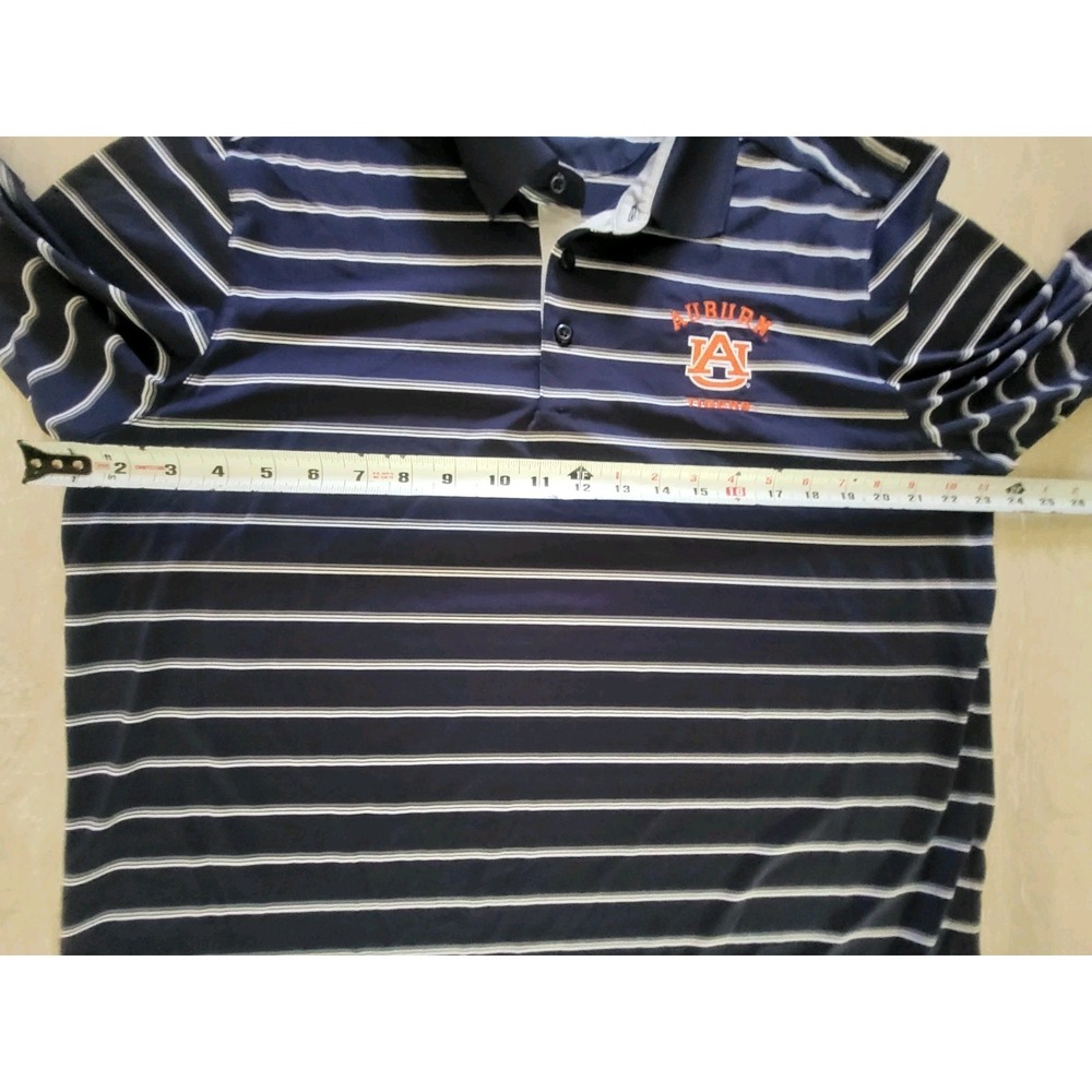 Under Armour Auburn Tigers Mens XL Navy Blue Striped HeatGear Loose Polo Shirt - Picture 3 of 6